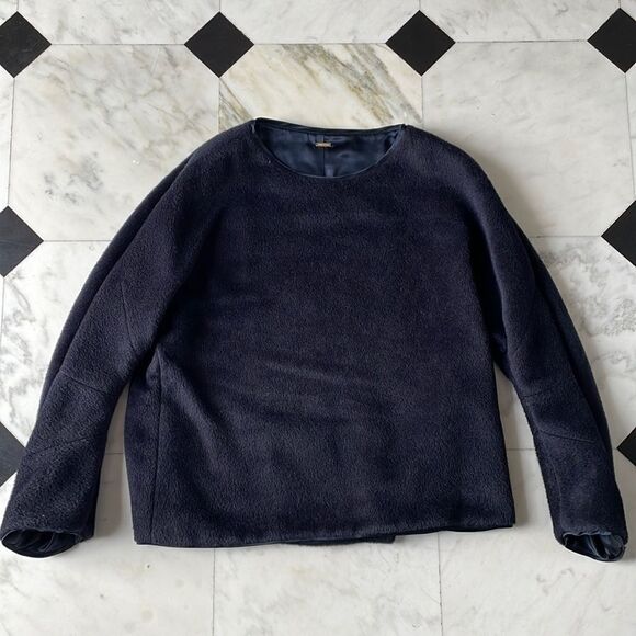 Adam Lippes Original Navy Alpaca and Silk Crewneck Pullover Sweater - Picture 1 of 6